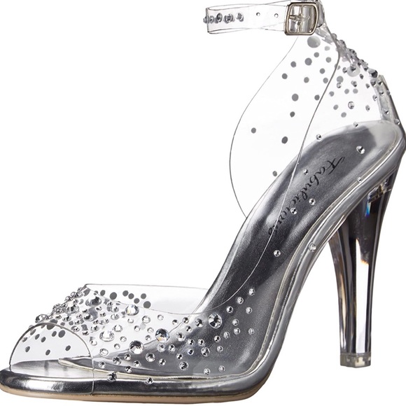 Clear rhinestone embellished heels size 9. - Picture 4 of 6